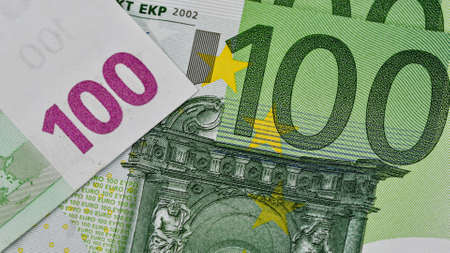 detail of a 100 euro banknote of the european communityの写真素材