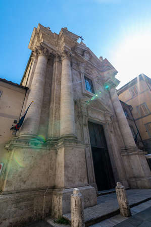 fountain in the piazza del campo in the city center of sienaの写真素材