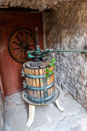 hamlet of macerino its buildings and rustic alleys between squares and alleysの写真素材