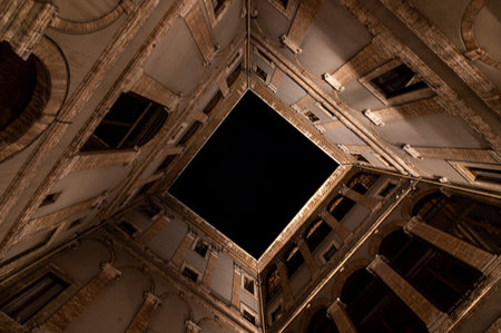 terni, italy october 12 2021: fountain of the town of terni illuminated in pinkのeditorial素材