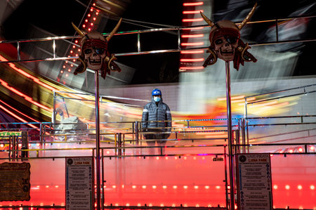 Terni, Italy December 17 2021: Terni funfair with attractions for funのeditorial素材