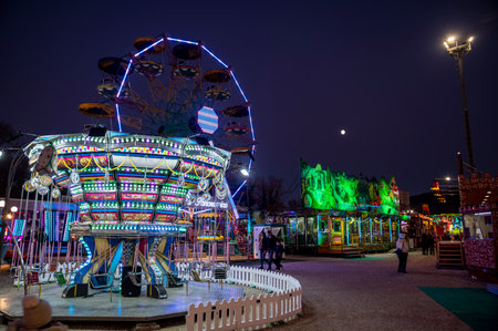 Terni, Italy December 17 2021: terni funfair with attractions for funのeditorial素材