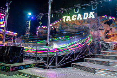 Terni, Italy December 17 2021: terni funfair with attractions for funのeditorial素材