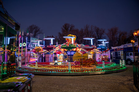 Terni, Italy December 17 2021: terni funfair with attractions for funのeditorial素材