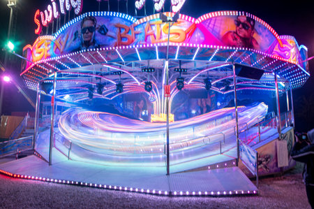 Terni, Italy December 17 2021: terni funfair with attractions for funのeditorial素材