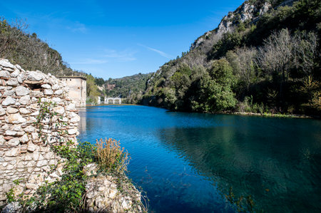 stifone particular place for the blue water in the valleys of narni tourist placeの写真素材