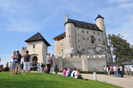 Bobolice, Poland, September 19, 2011 - People admiring renovated castle of Boboliceのeditorial素材