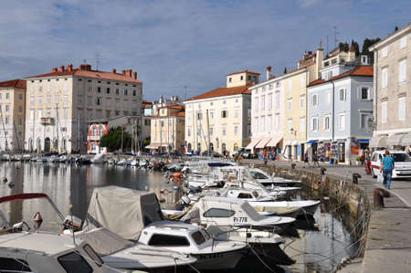 PIRAN, SLOVENIA - AUGUST 17: Various boats in marina on August 17, 2015 in Piran, Slovenia.のeditorial素材