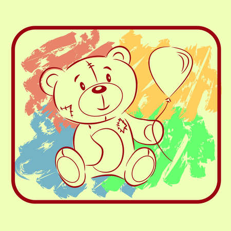 bright, cheerful and cute drawing of a teddy bear.のイラスト素材