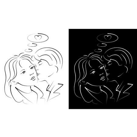 illustration of meeting of two lovers.のイラスト素材