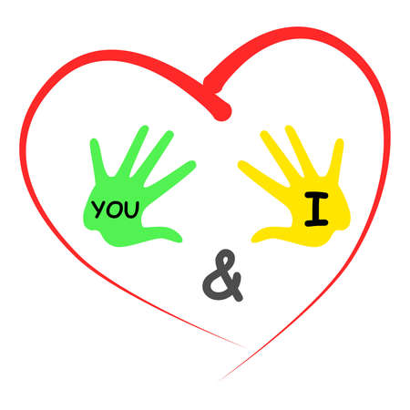 illustration with heart and palms.のイラスト素材