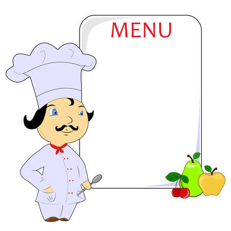 illustration with cook and menu.のイラスト素材