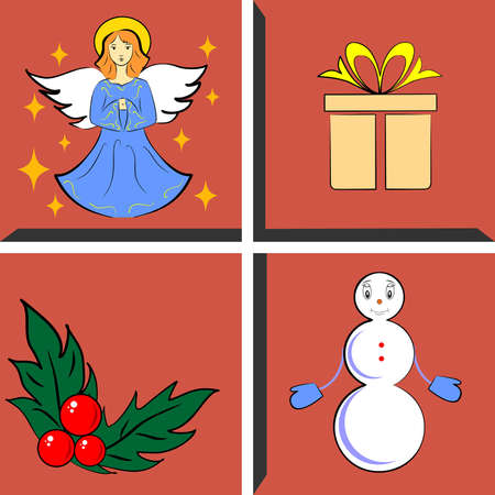 set of elements on a Christmas theme.のイラスト素材