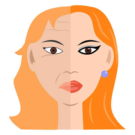 illustration with well-groomed and not well-groomed face .のイラスト素材