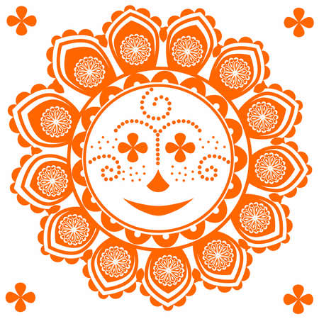 Unusual and very fun sun with the elements of the pattern.のイラスト素材