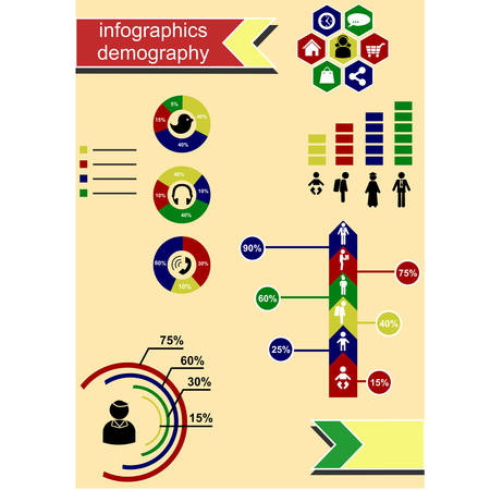 infographic illustration dedicated to the demography.のイラスト素材