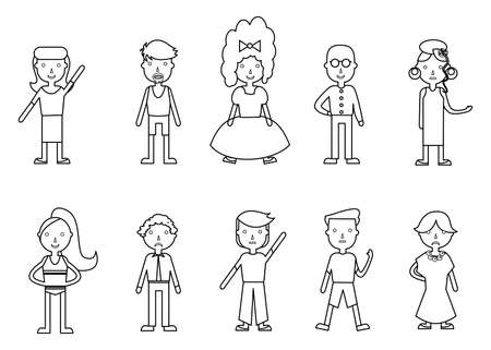 set of illustrations of people - men, women and teens.のイラスト素材