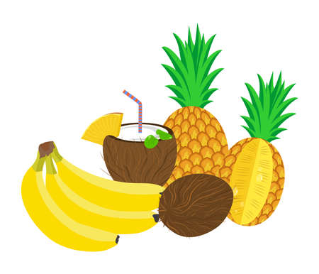 illustration with a still life of a juicy and tasty fruits.のイラスト素材