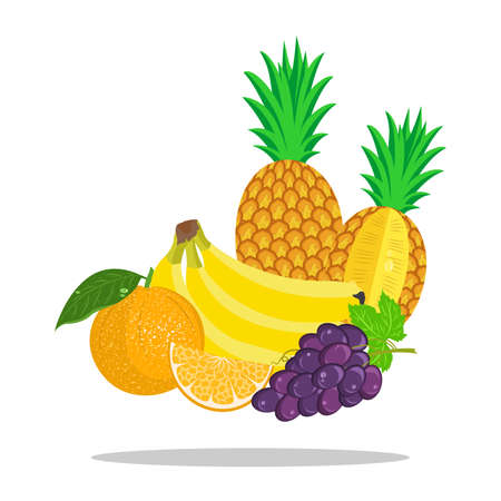illustration with a still life of a juicy and tasty fruits.のイラスト素材