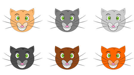 illustration of funny and cheerful cats in the childrens style.のイラスト素材