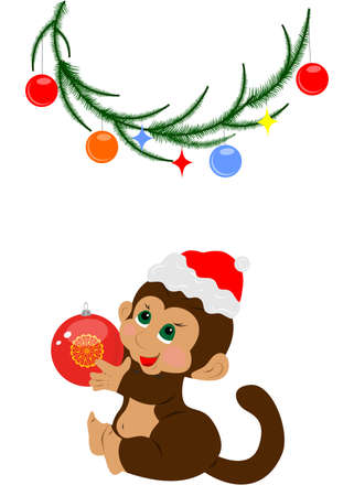bright and colorful illustration dedicated to the new year - the year of the monkey.のイラスト素材