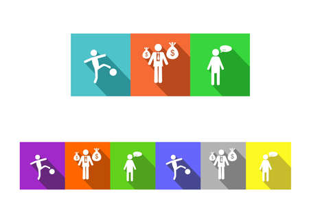 Icons with people in different situations - business, leisure, relationships.のイラスト素材
