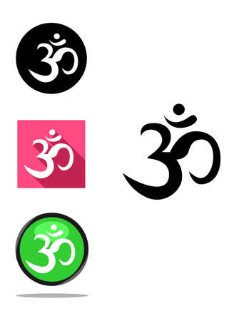 set of esoteric symbols, stylized symbol Aum.のイラスト素材
