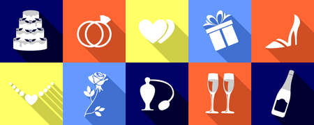 the illustration - set of icons on a theme of wedding.のイラスト素材