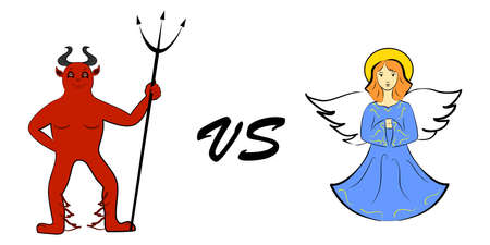 the Illustration - concept, the angel and the demon.のイラスト素材