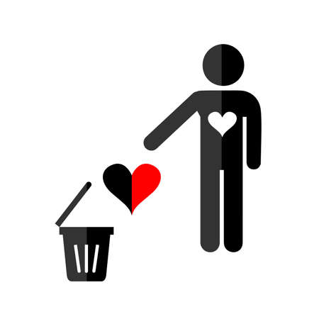 illustration of a man on the theme of unrequited love.のイラスト素材