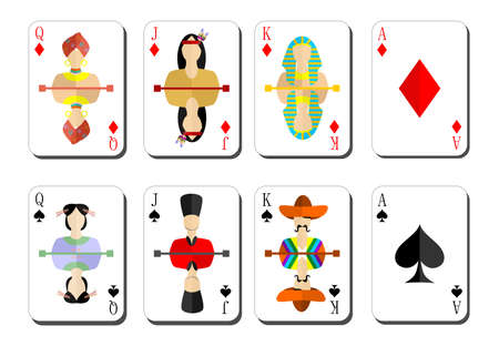 beautiful and original set of designer playing cards in the style of flat design.のイラスト素材