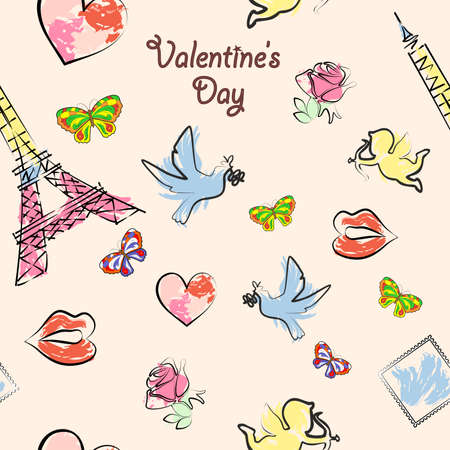 the illustration - background - on a theme of love and Valentines Day.のイラスト素材