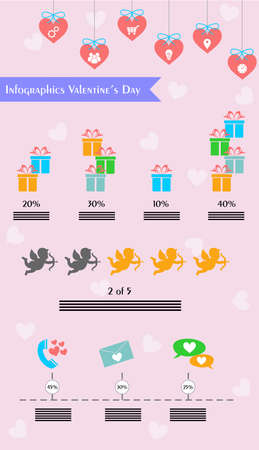 the illustration - infographics - on a theme of love and Valentines Day.のイラスト素材
