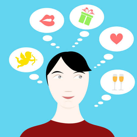 illustration on the theme of Valentines Day with a man in the style of a flat design.のイラスト素材