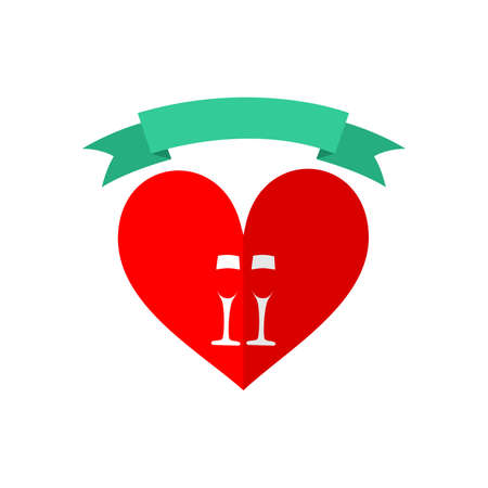 Illustration - sign - dedicated to Valentines Day in style of flat design.のイラスト素材