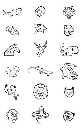 the illustration - set of signs - with different wild animals.のイラスト素材