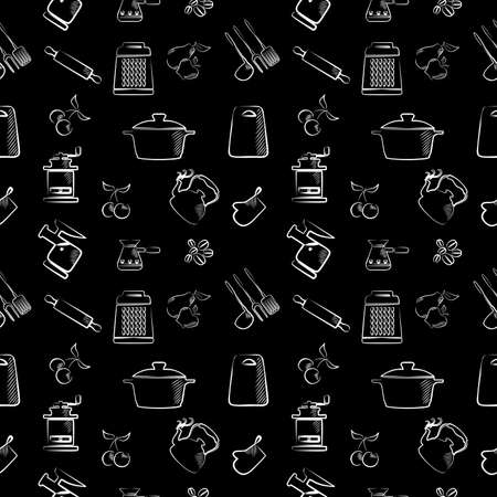 illustration - background - in vintage style with various kitchen appliances.のイラスト素材