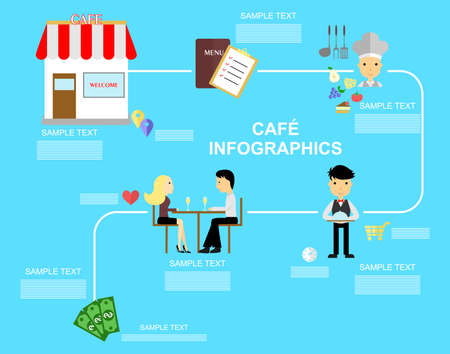 the illustration - infographics - dedicated to the restaurant and cafe.のイラスト素材