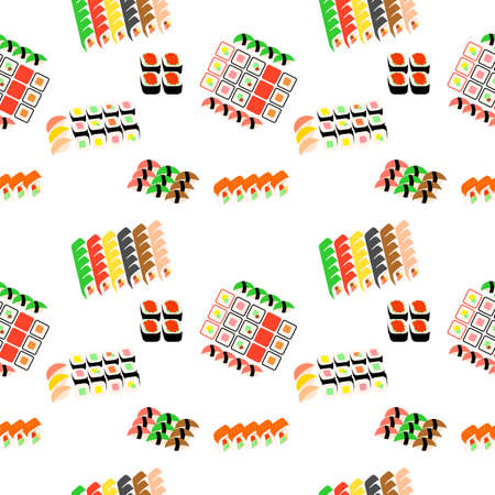 illustration in style of flat design on the theme of food - the sushi.のイラスト素材