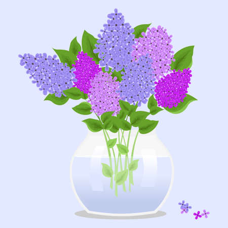 the illustration with flowers - beautiful bouquet of lilacs.のイラスト素材