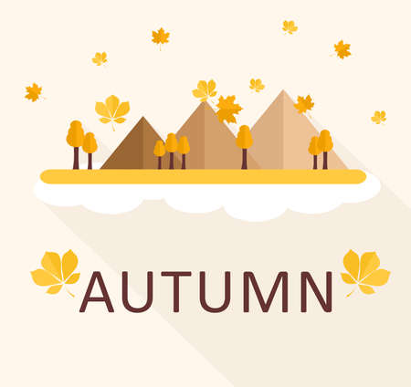 illustration in style of flat design on the theme of nature and autumn.のイラスト素材