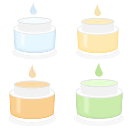 illustration on the theme of cosmetics with cosmetic creams made of herbs.のイラスト素材