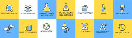 set of icons in style of flat design on the subject of fashion, business etc.のイラスト素材