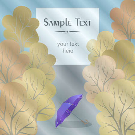 Illustration with rain and umbrella on the theme of autumn.のイラスト素材