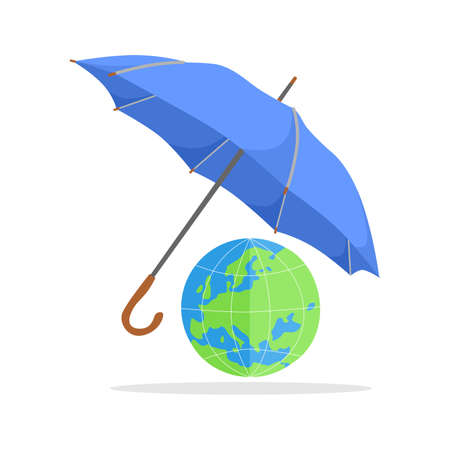 the illustration with the umbrella and globe.のイラスト素材