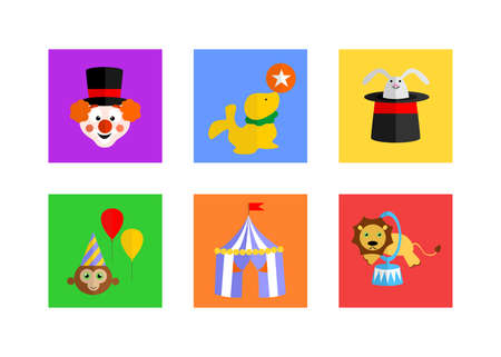 illustration in style of flat design on the theme of the circus.のイラスト素材
