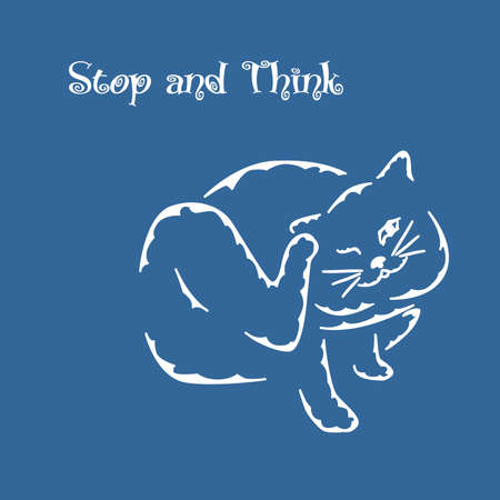 illustration of a white silhouette of a cat and good advice.のイラスト素材