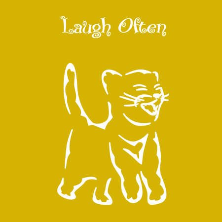 illustration of a white silhouette of a cat and good advice.のイラスト素材