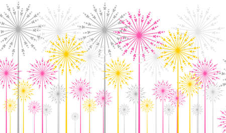 illustration in style of flat design with beautiful flowers - dandelions.のイラスト素材