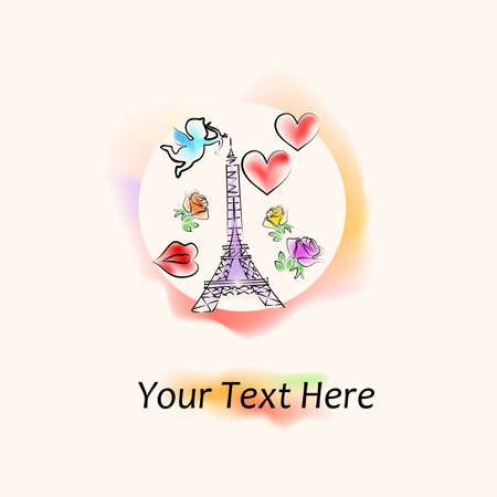 illustration in watercolor style on the theme of Valentines Day and love.のイラスト素材